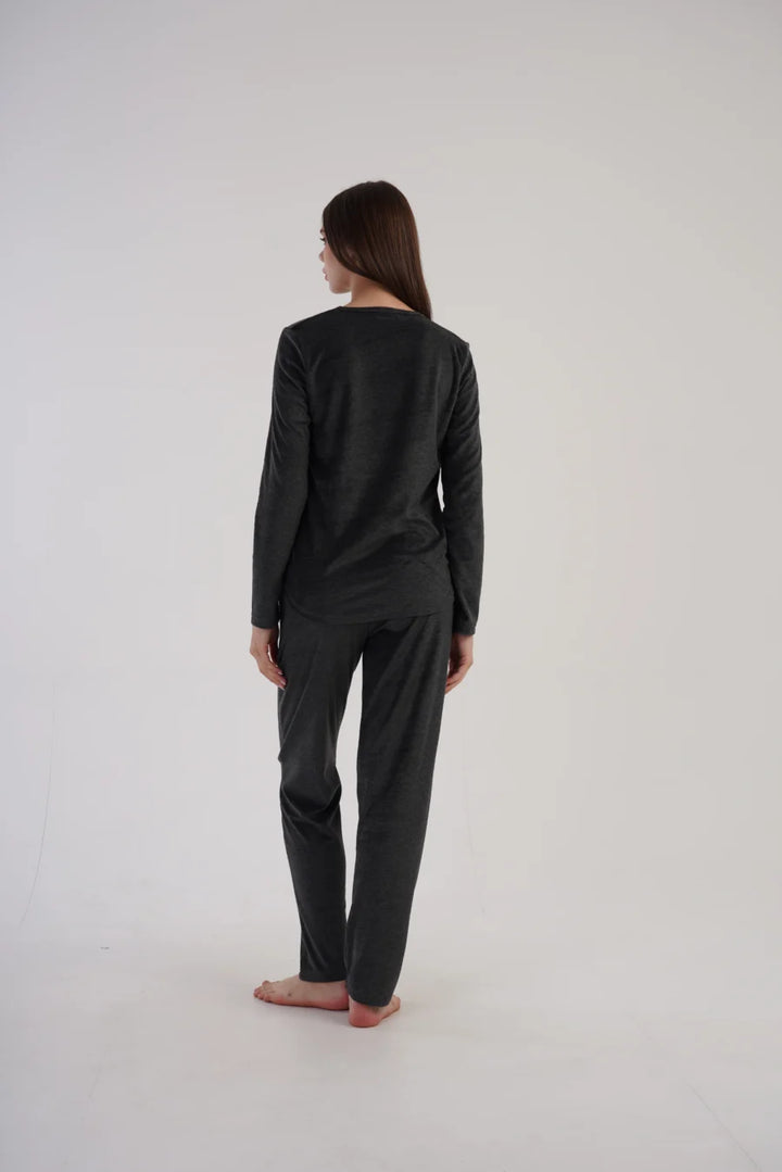 Piżama Damska Vienetta, Teddy, Grafitowy, r. S-XL