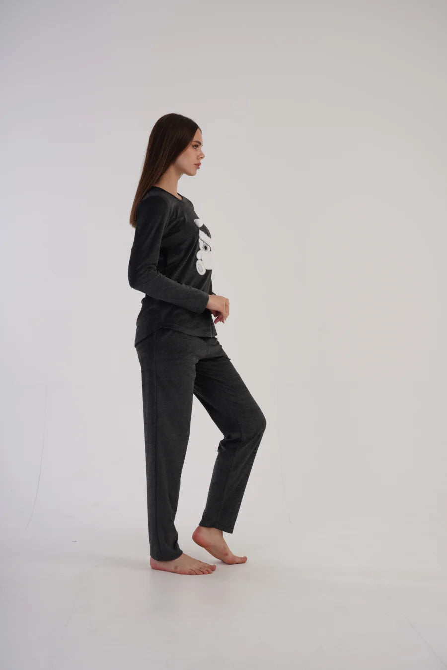 Piżama Damska Vienetta, Teddy, Grafitowy, r. S-XL