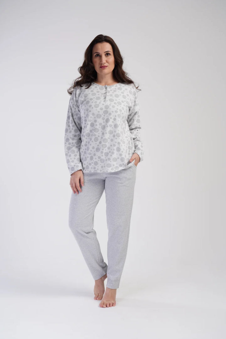 Piżama Damska Vienetta Gray dots, Szary, r. 1XL-4XL