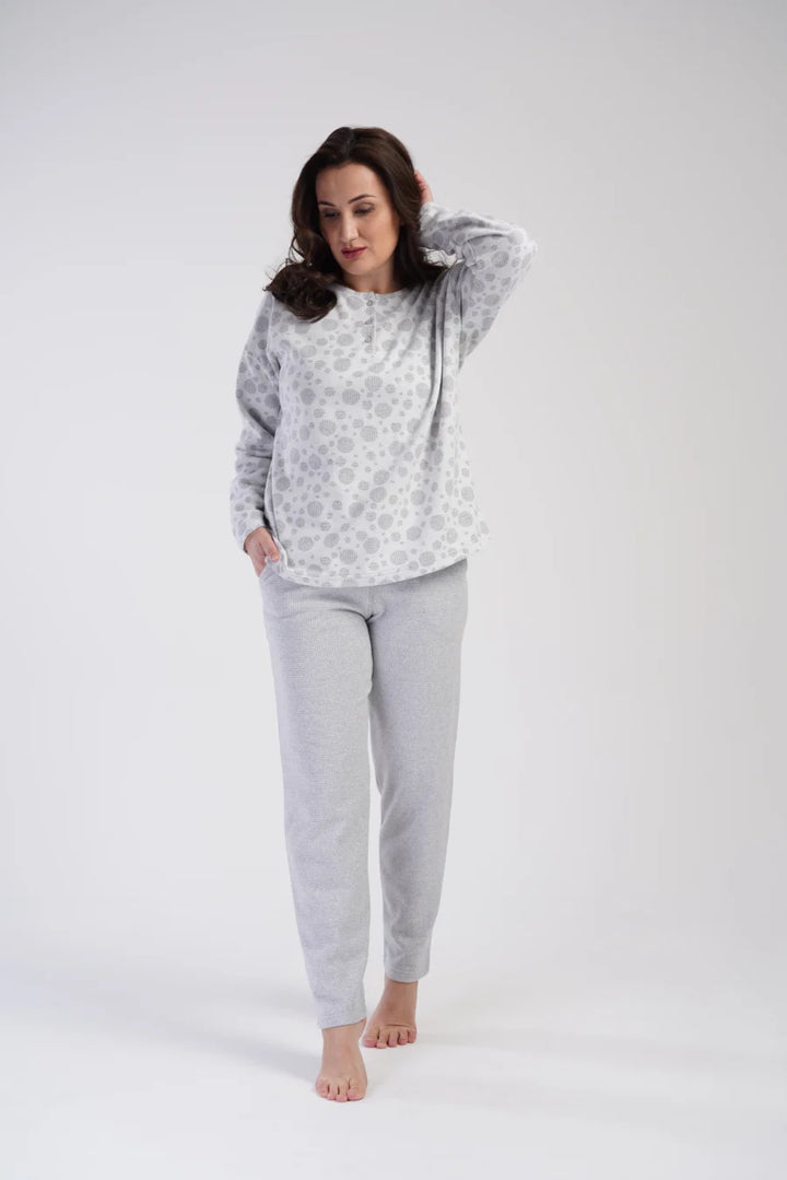 Piżama Damska Vienetta Gray dots, Szary, r. 1XL-4XL