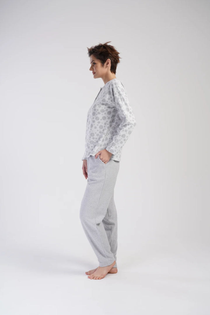 Piżama Damska Vienetta Cozy Dots, Szary, r. S-XL