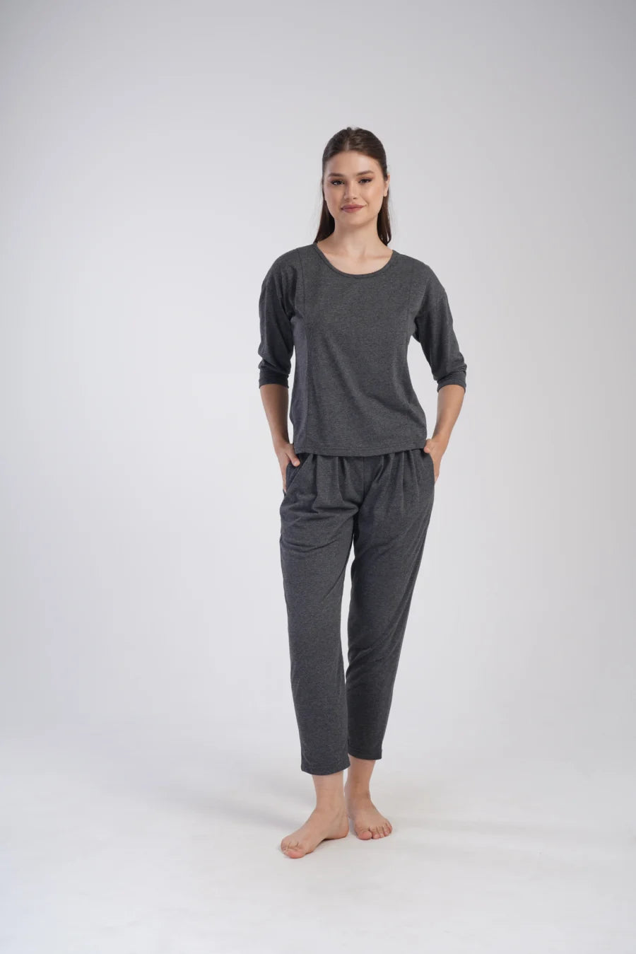 Piżama Damska Vienetta Cozy, Ciemnoszary, r. S-XL