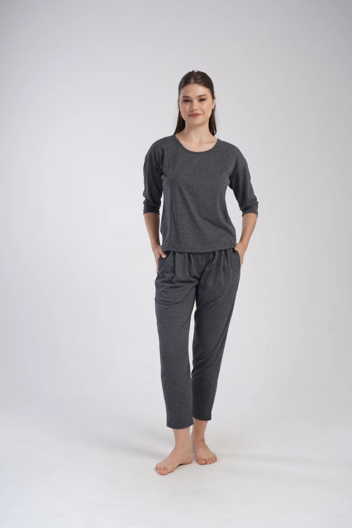 Piżama Damska Vienetta Cozy, Ciemnoszary, r. S-XL