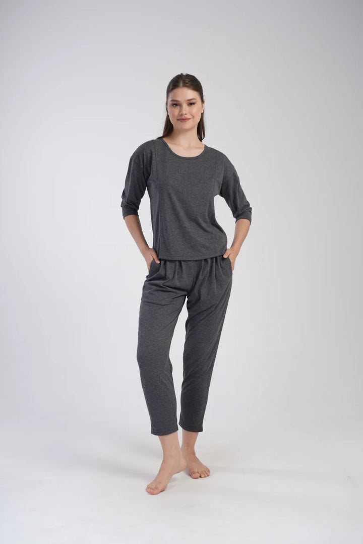 Piżama Damska Vienetta Cozy, Ciemnoszary, r. S-XL