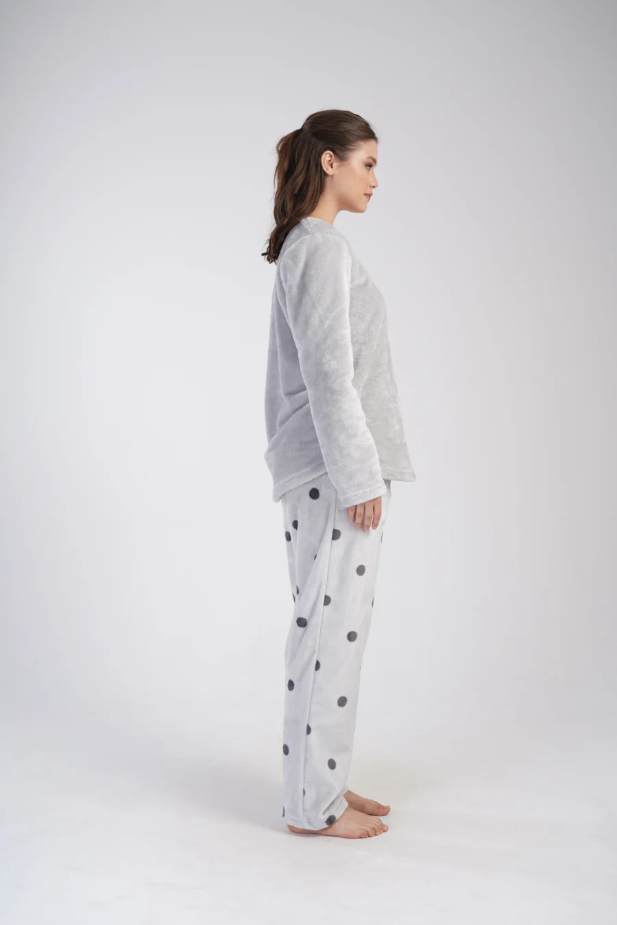 Piżama Damska Softowa Vienetta Soft Kitty, Szara, r. 1XL-3XL