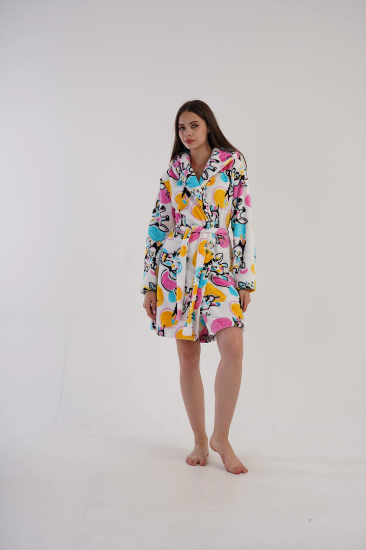 Szlafrok damski Vienetta Freaky Giraffe, wielokolorowy, r. S-L