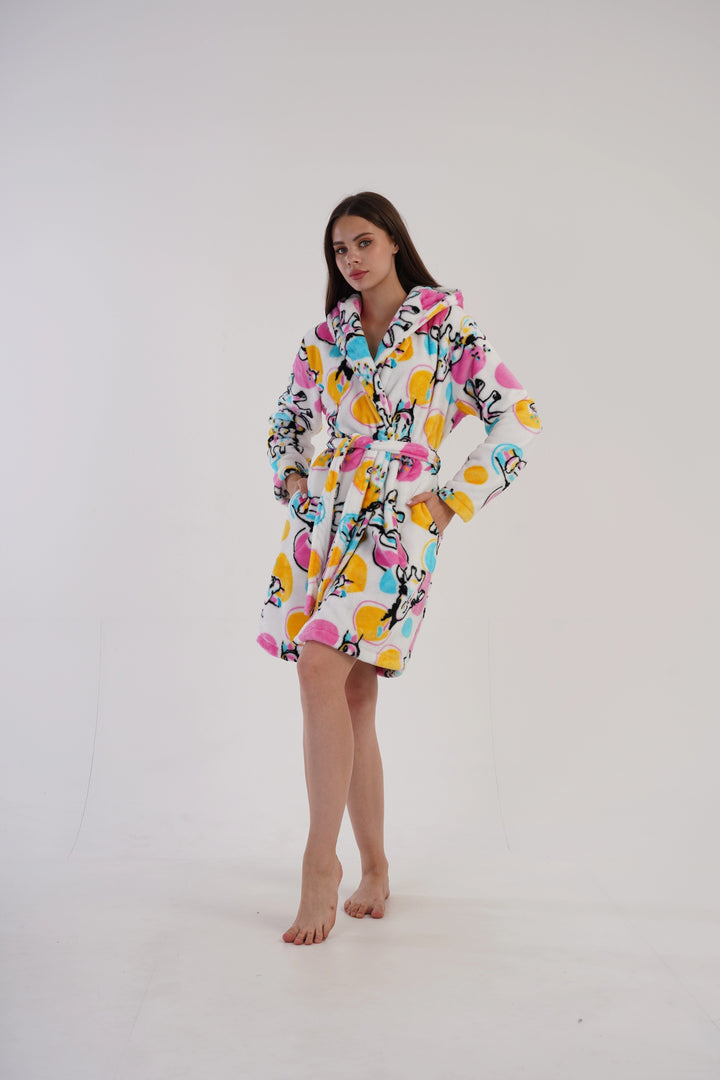 Szlafrok damski Vienetta Freaky Giraffe, wielokolorowy, r. S-L