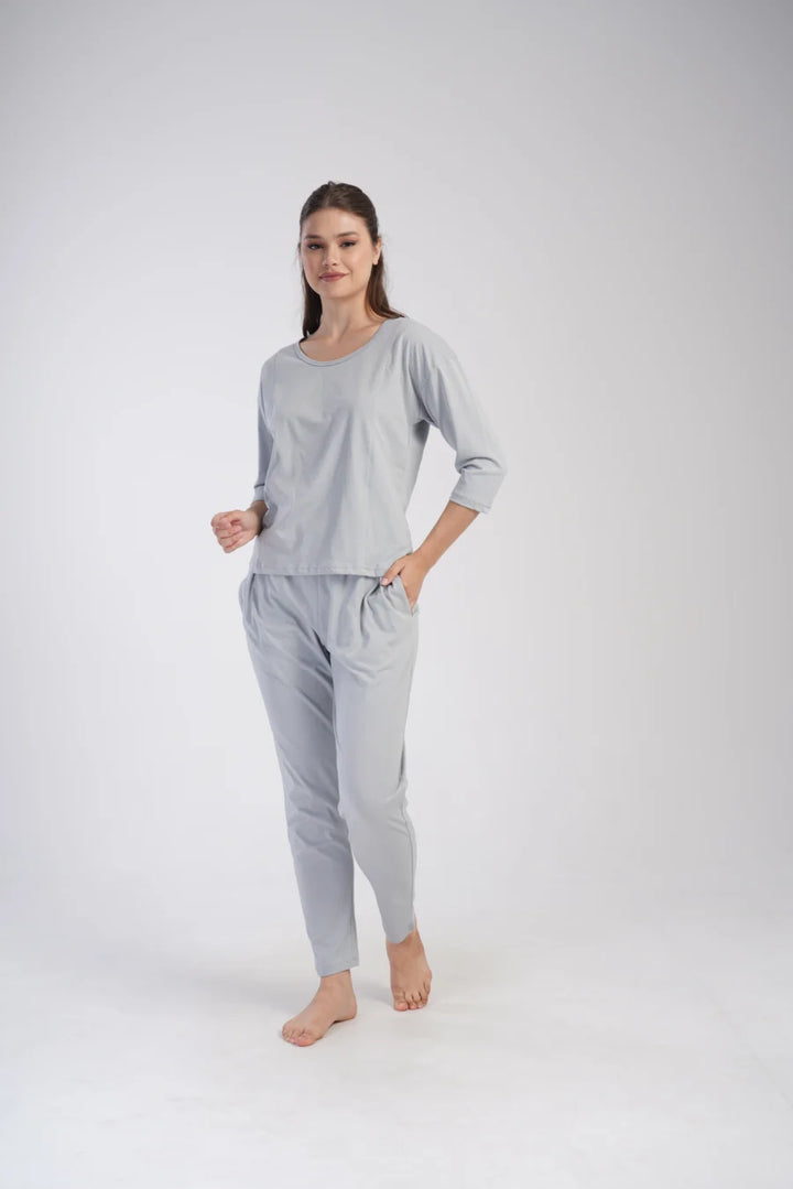 Piżama Damska Vienetta Gray Elegance, Szary, r. S-XL