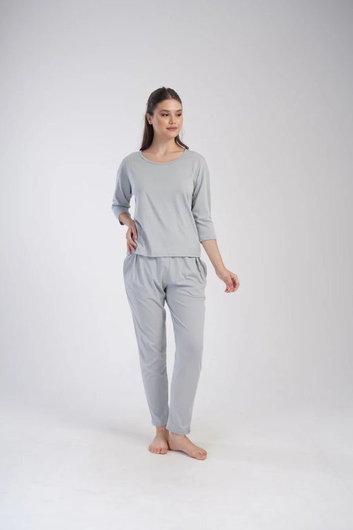 Piżama Damska Vienetta Gray Elegance, Szary, r. S-XL