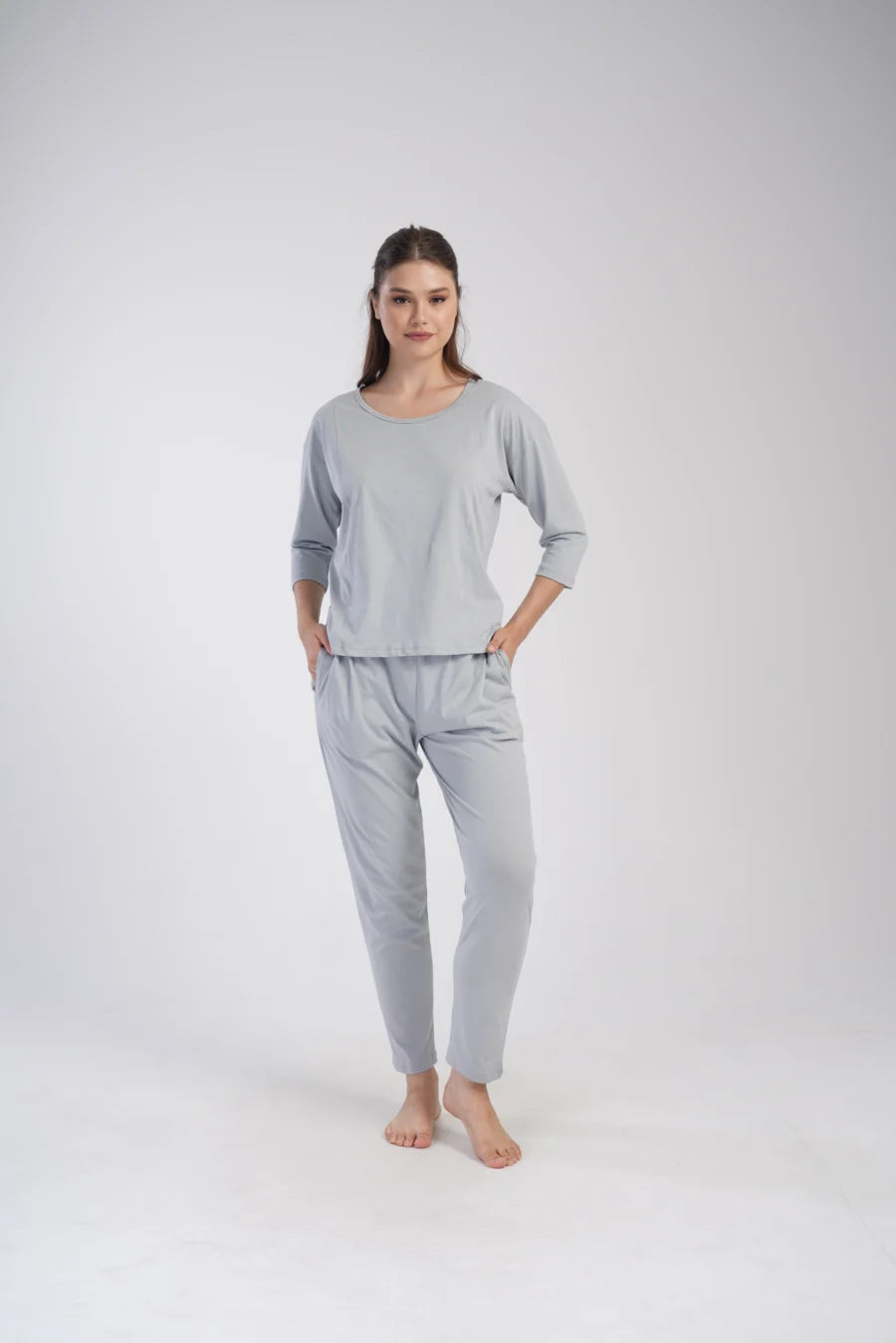 Piżama Damska Vienetta Gray Elegance, Szary, r. S-XL