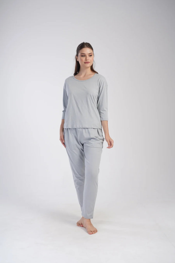 Piżama Damska Vienetta Gray Elegance, Szary, r. S-XL