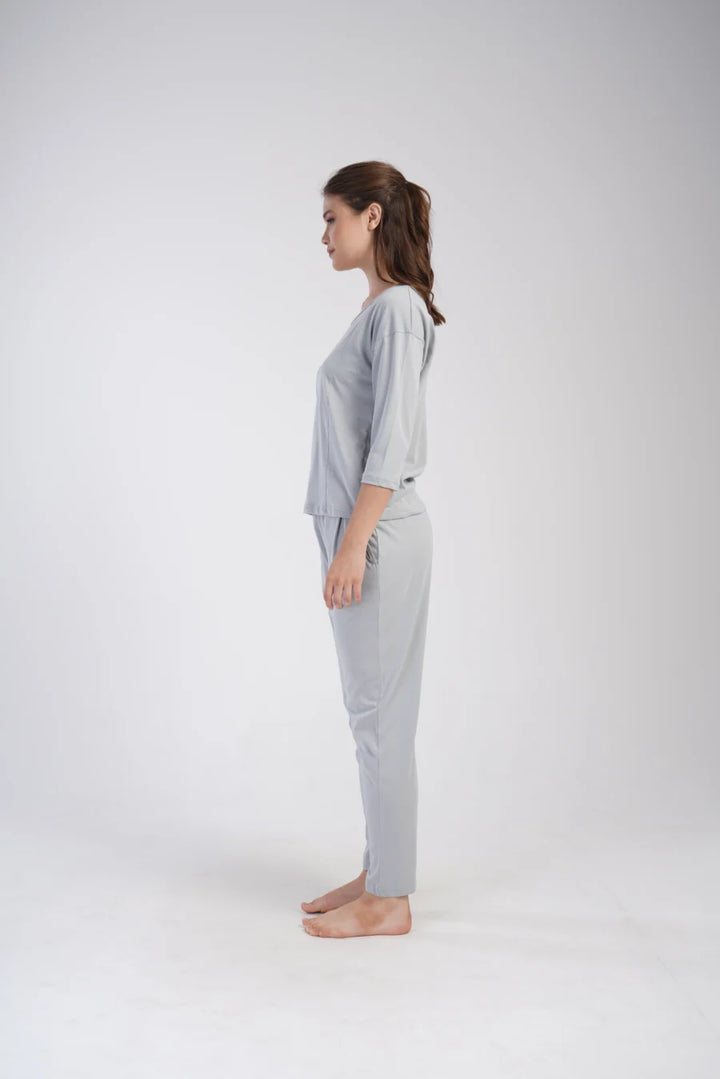 Piżama Damska Vienetta Gray Elegance, Szary, r. S-XL