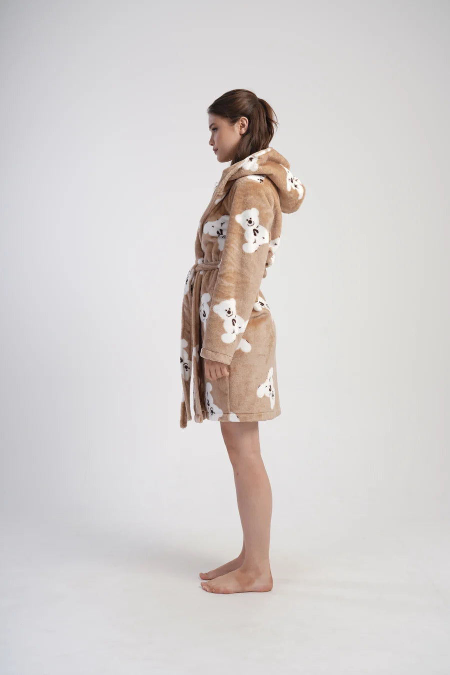 Szlafrok damski Vienetta Teddy Wrap, Beżowy, r. S-L