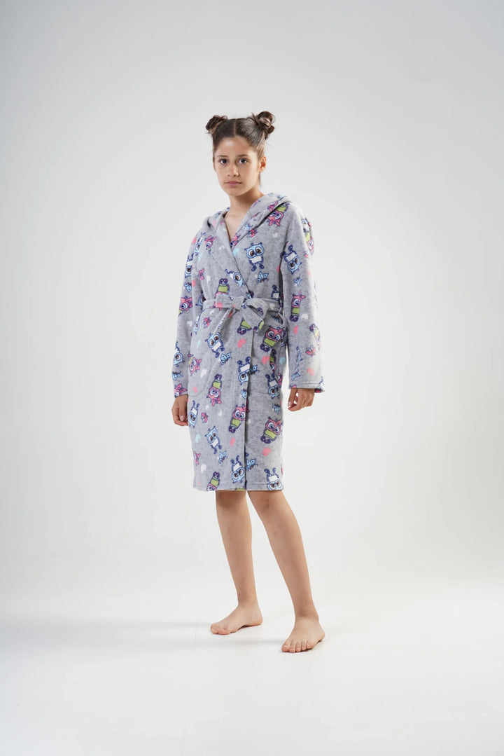 Szlafrok Dziecięcy Vienetta, Owl Robe, Szary, r. 134 - 164