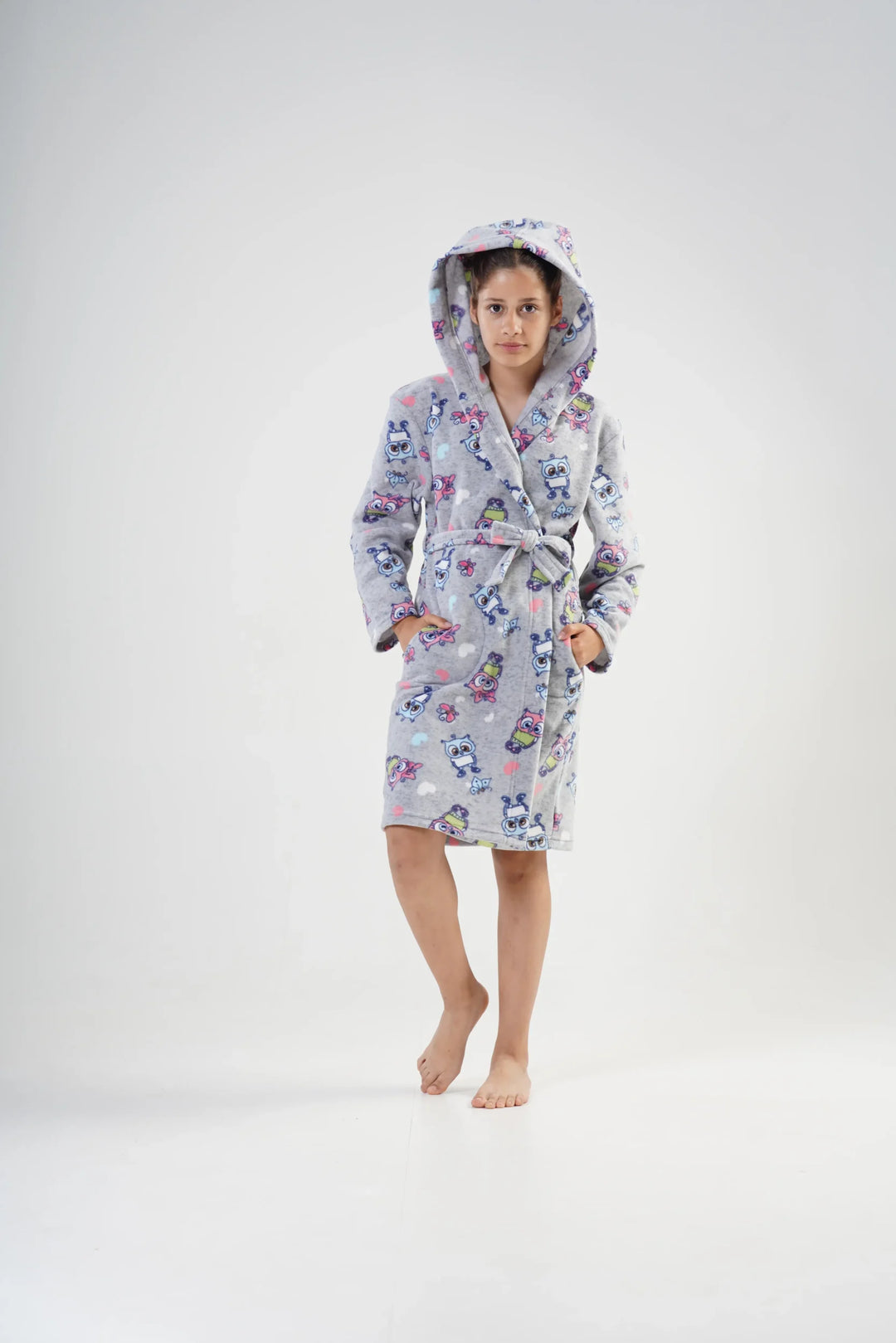 Szlafrok Dziecięcy Vienetta, Owl Robe, Szary, r. 134 - 164