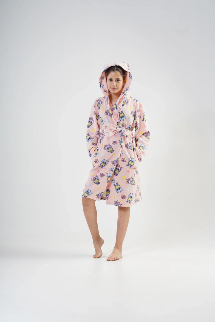 Szlafrok Dziecięcy Vienetta, Owl Robe, Różowy, r. 134 - 164