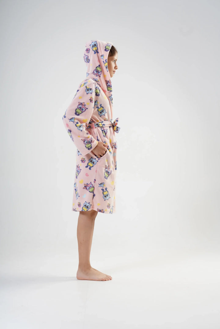 Szlafrok Dziecięcy Vienetta, Owl Robe, Różowy, r. 134 - 164