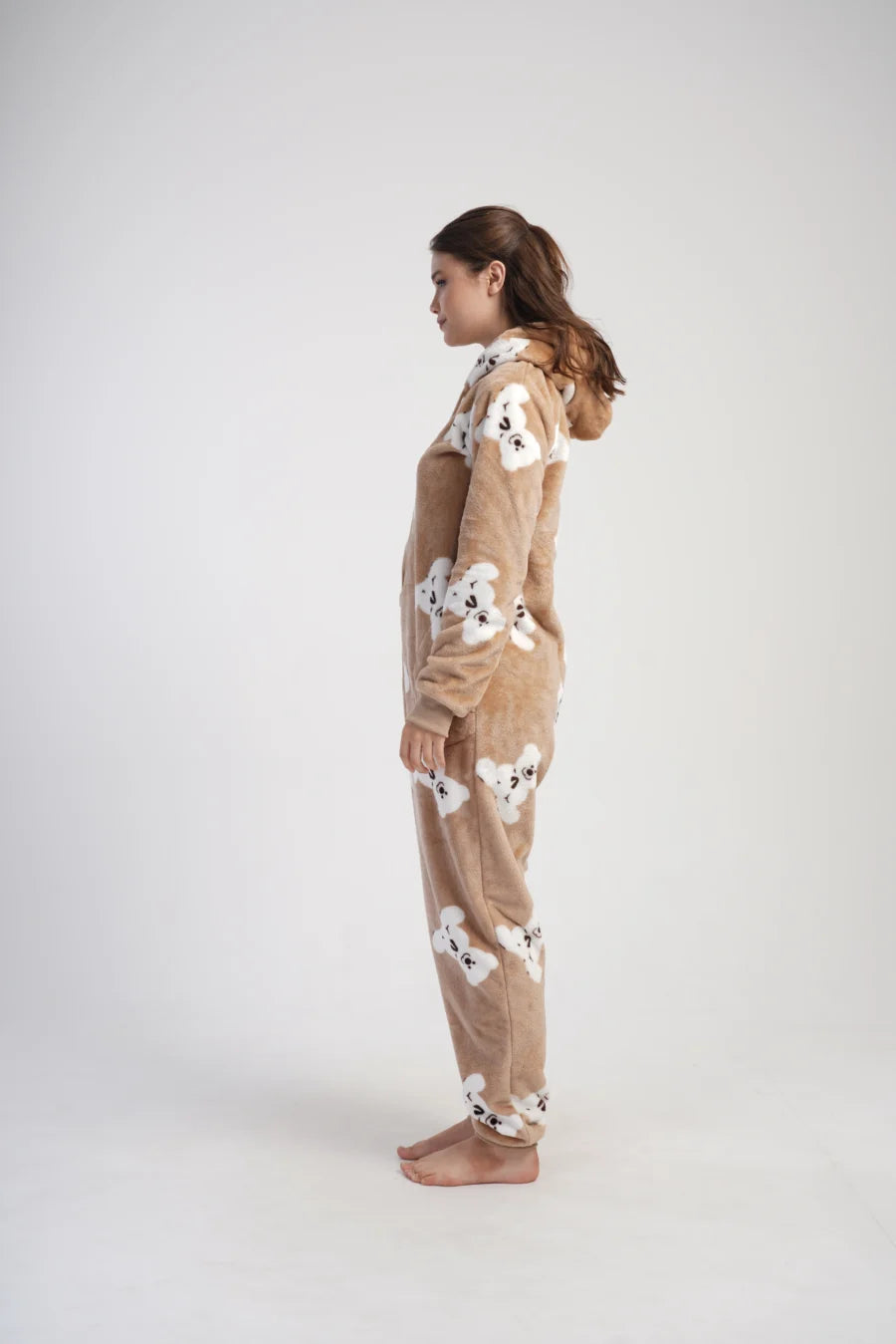 Kombinezon damski Vienetta, Cozy Bear, beżowy, r. S-XL