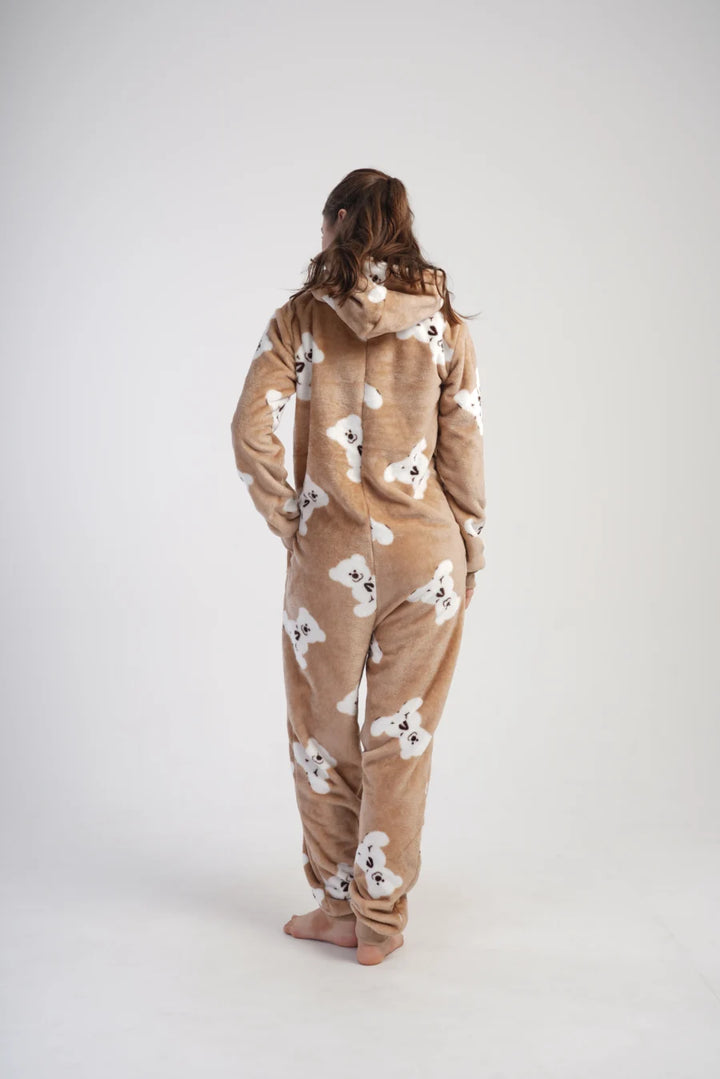 Kombinezon damski Vienetta, Cozy Bear, beżowy, r. S-XL