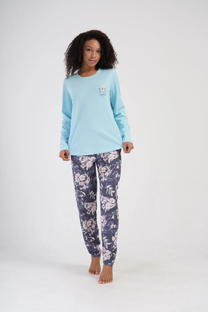 Piżama Damska Vienetta Exotic, Niebieski, r. 1XL-4XL