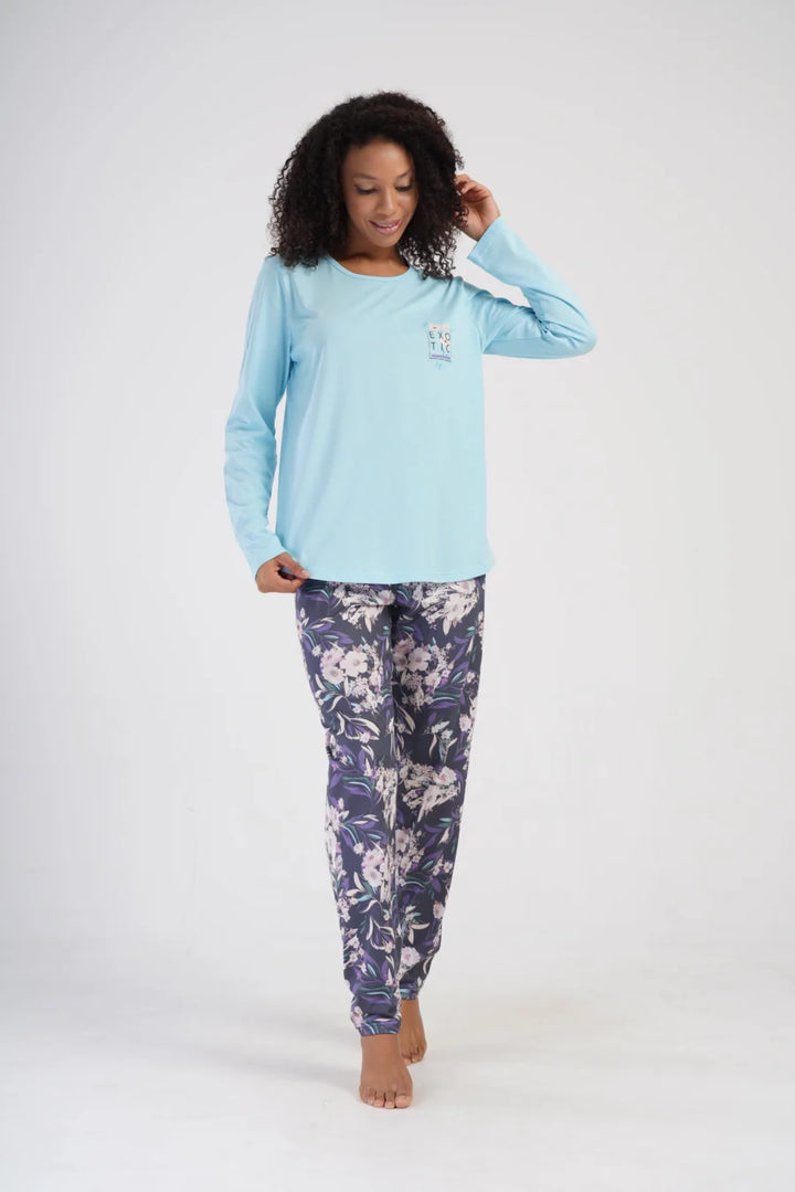 Piżama Damska Vienetta Exotic, Niebieski, r. 1XL-4XL