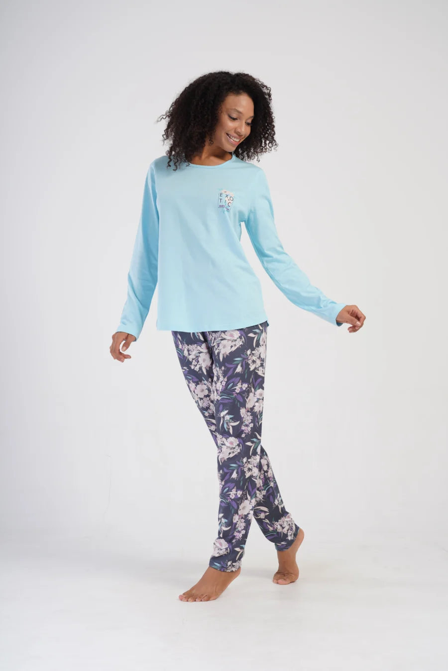 Piżama Damska Vienetta Exotic, Niebieski, r. 1XL-4XL