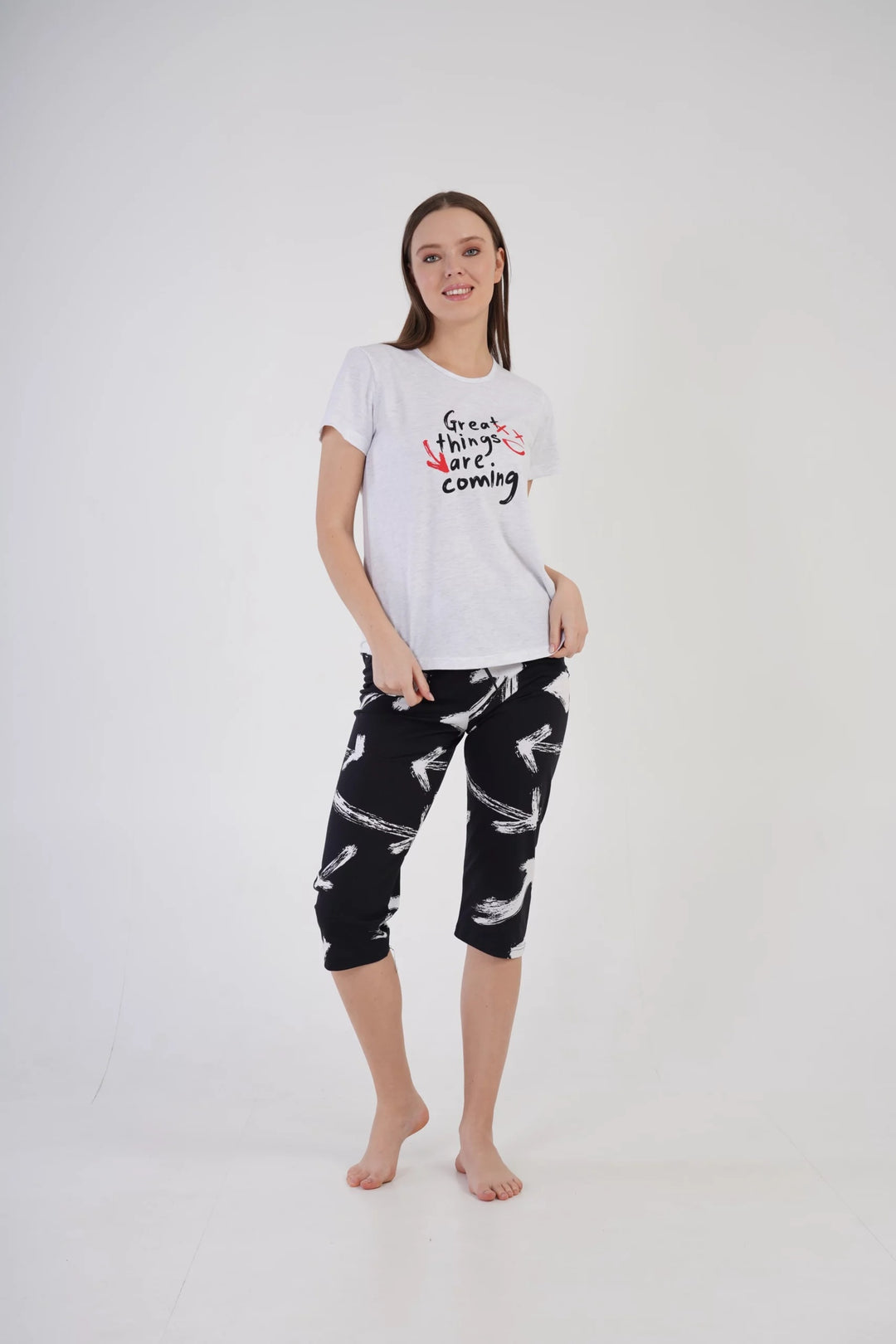 Piżama Damska Vienetta Arrows Play, szara, r. S-XL