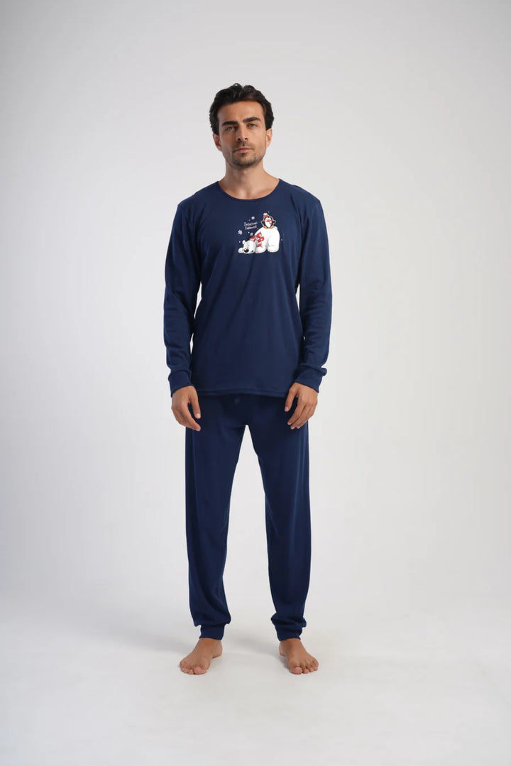 Piżama Męska Vienetta Bear Dreams, Granatowy, r. M-XXL