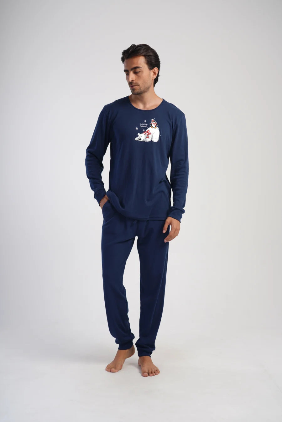 Piżama Męska Vienetta Bear Dreams, Granatowy, r. M-XXL