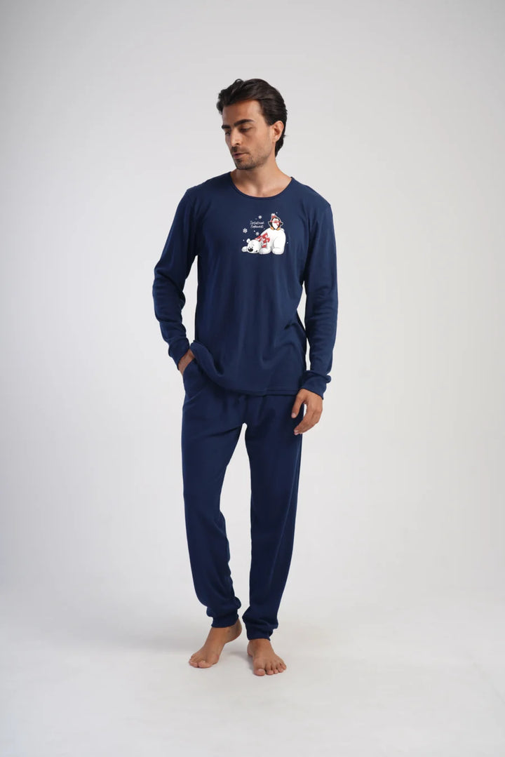 Piżama Męska Vienetta Bear Dreams, Granatowy, r. M-XXL
