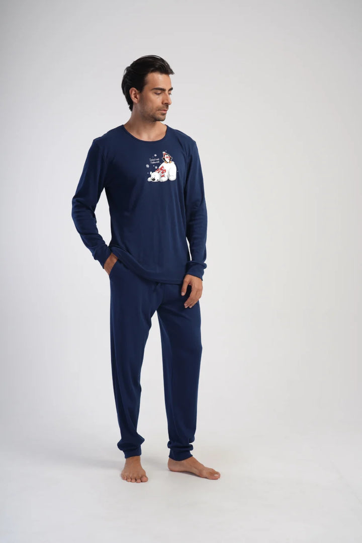 Piżama Męska Vienetta Bear Dreams, Granatowy, r. M-XXL