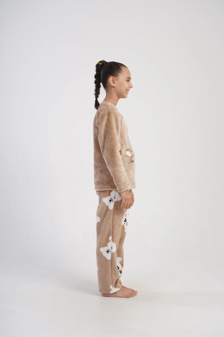 Piżama dziewczęca Vienetta Cute bear, Beżowa, r. 128-158