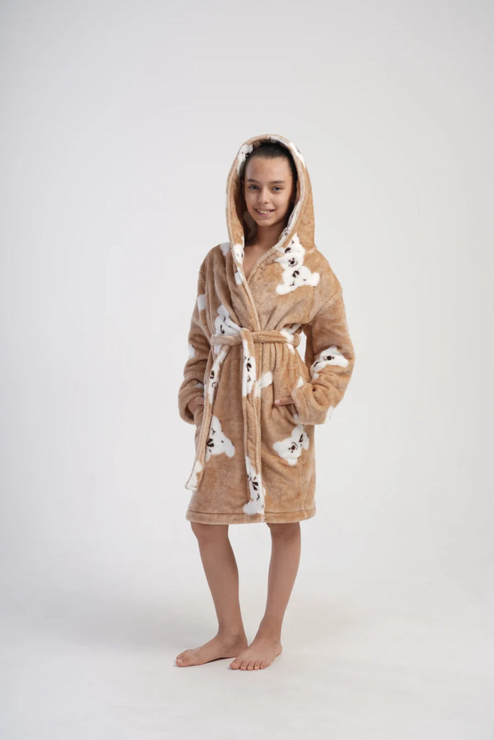 Szlafrok Dziecięcy Vienetta, Bear Dreams, Beżowy, r. 128 - 158