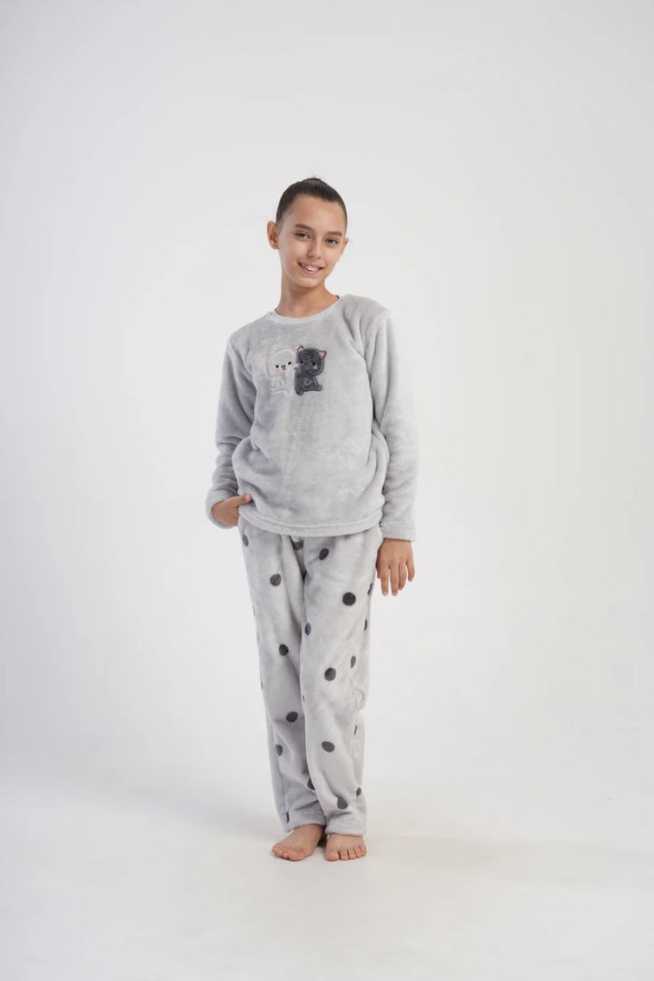 Piżama dziewczęca Vienetta Cute Cats, Grafitowa, r. 128-164