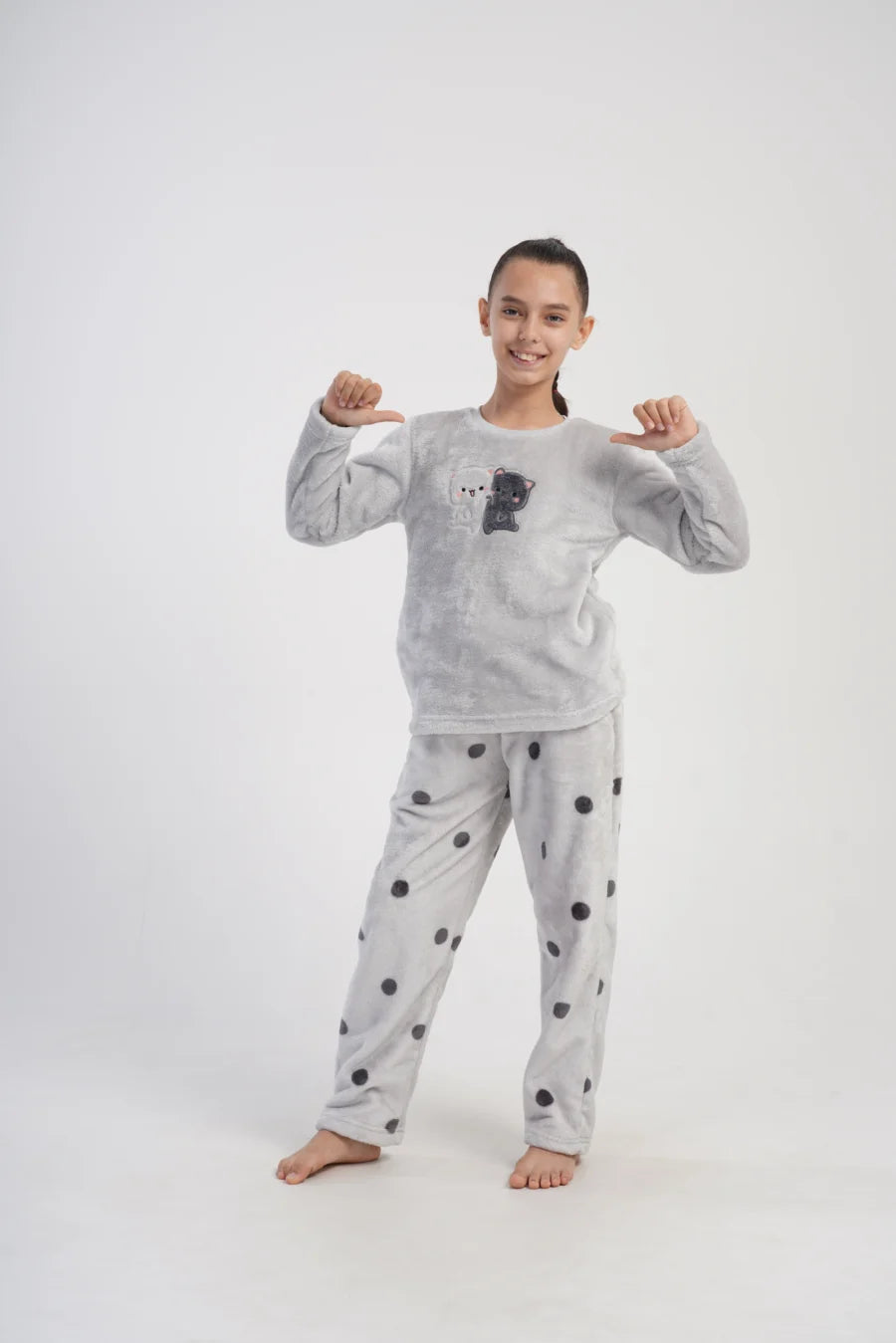 Piżama dziewczęca Vienetta Cute Cats, Grafitowa, r. 128-164