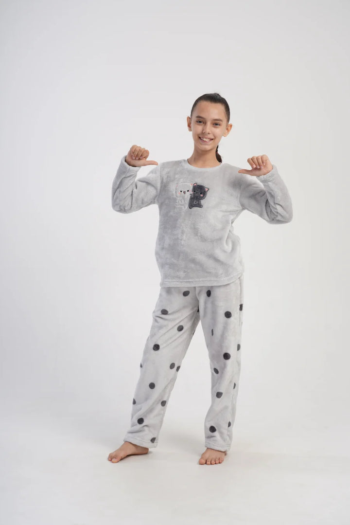 Piżama dziewczęca Vienetta Cute Cats, Grafitowa, r. 128-164