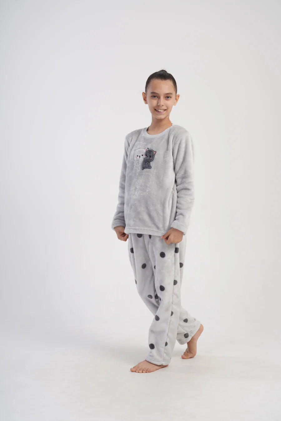 Piżama dziewczęca Vienetta Cute Cats, Grafitowa, r. 128-164