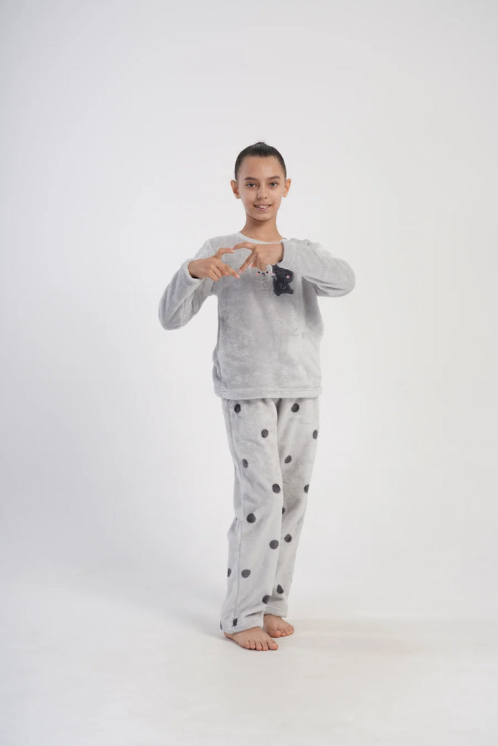 Piżama dziewczęca Vienetta Cute Cats, Grafitowa, r. 128-164