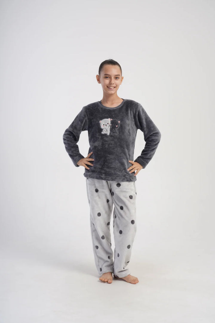 Piżama dziewczęca Vienetta Cute Cats, Szara, r. 128-164