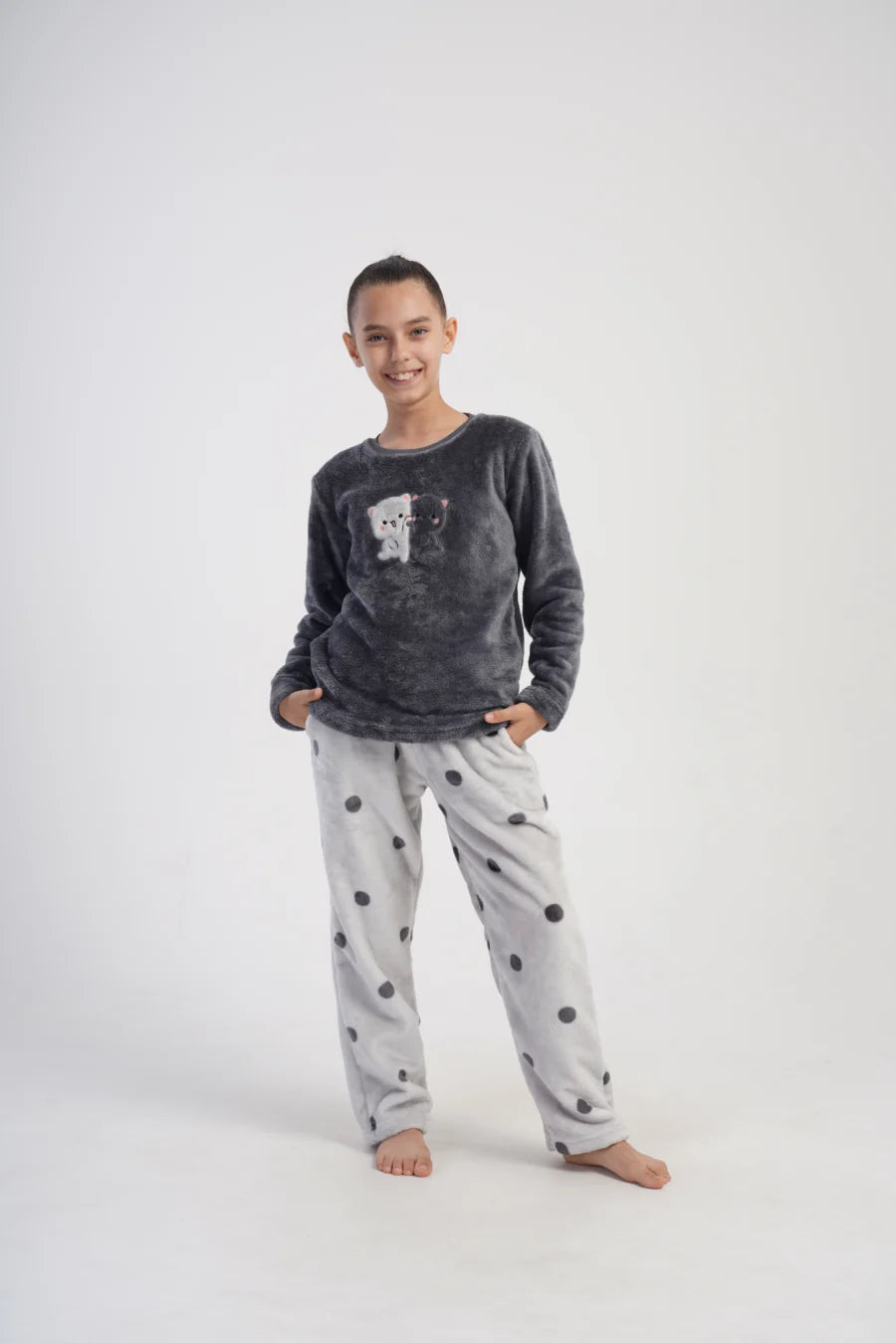 Piżama dziewczęca Vienetta Cute Cats, Szara, r. 128-164