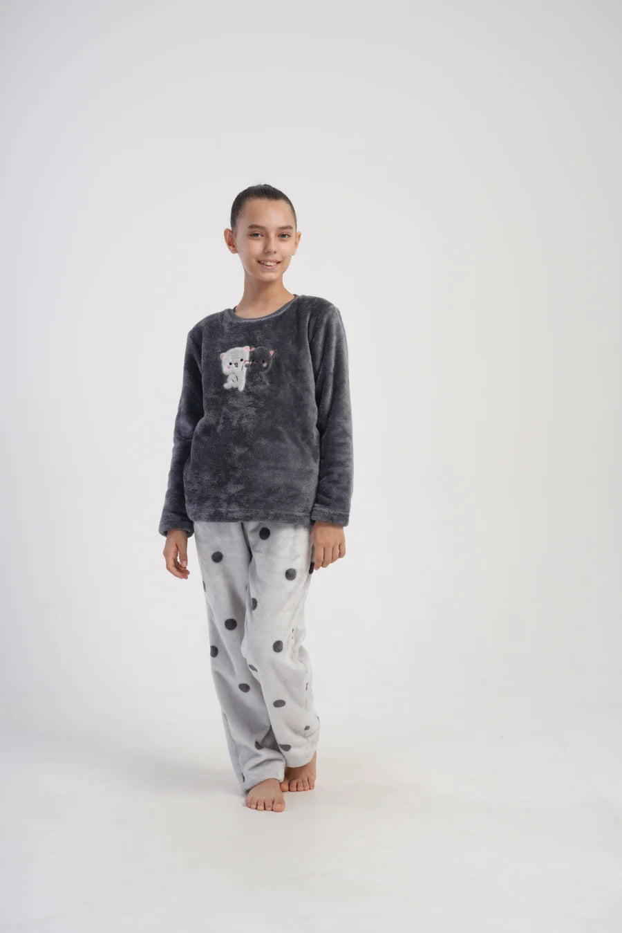 Piżama dziewczęca Vienetta Cute Cats, Szara, r. 128-164