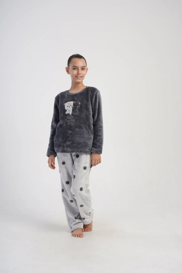 Piżama dziewczęca Vienetta Cute Cats, Szara, r. 128-164