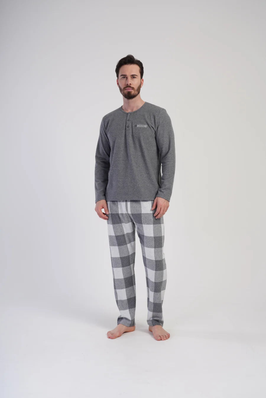 Piżama Męska Vienetta Weekend, Szary, r. M-XXL