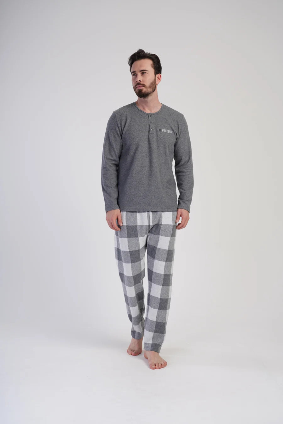 Piżama Męska Vienetta Weekend, Szary, r. M-XXL