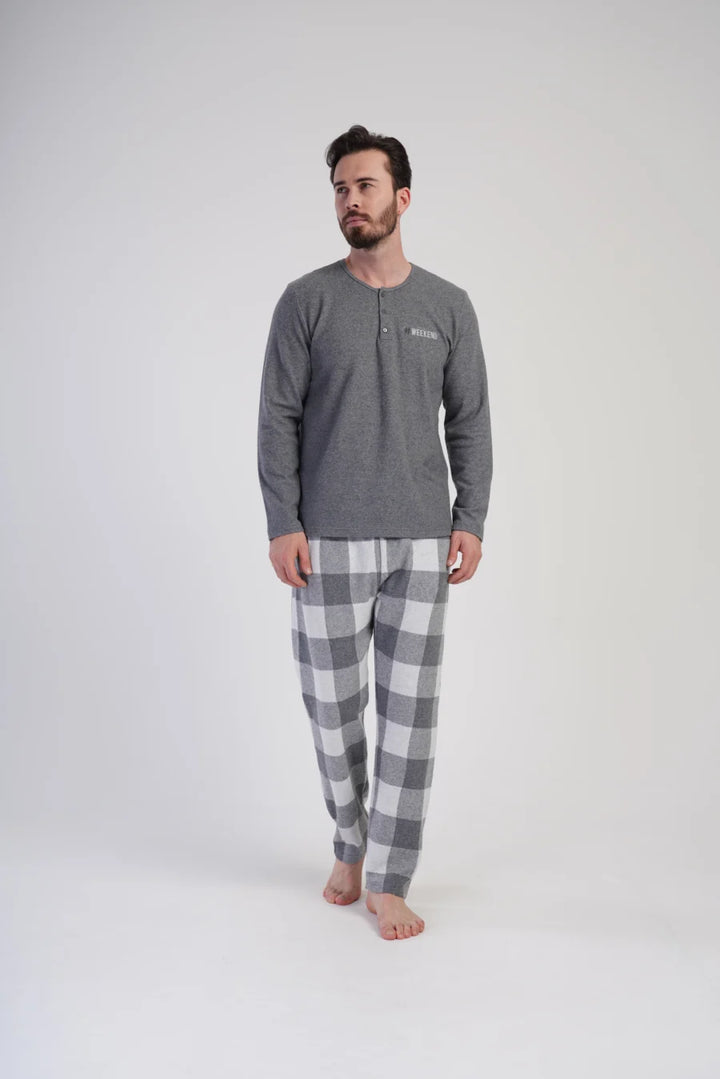 Piżama Męska Vienetta Weekend, Szary, r. M-XXL
