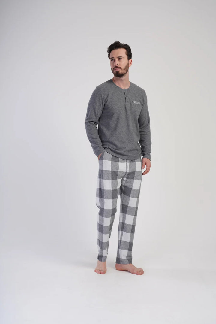Piżama Męska Vienetta Weekend, Szary, r. M-XXL