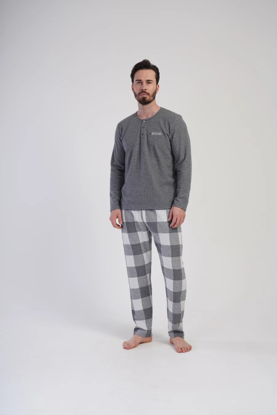 Piżama Męska Vienetta Weekend, Szary, r. M-XXL