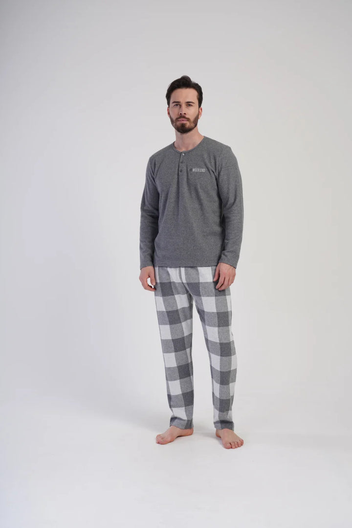 Piżama Męska Vienetta Weekend, Szary, r. M-XXL