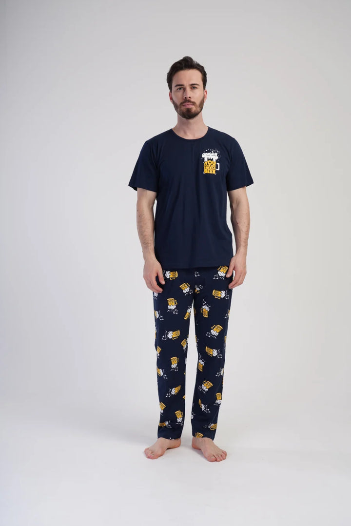 Piżama Męska Vienetta Need a Beer, Granatowy, r. M-XXL