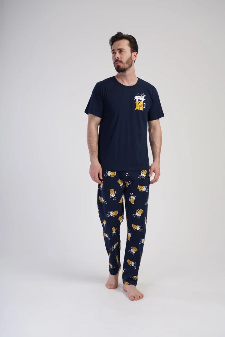 Piżama Męska Vienetta Need a Beer, Granatowy, r. M-XXL